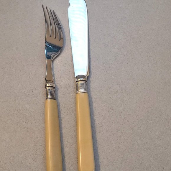 Silver Plated Fishbone Knife & Fork Set - Picture 6 of 10